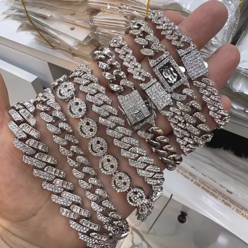 Kararmaz Taşlı Iced-Out Cuban Link Bileklik Seti | Toptan Takı