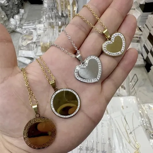Kişiye Özel Lazer Baskıya Uygun Kararma Yapmaz Çelik Kolye Modelleri - Toptan Bayan Kolye