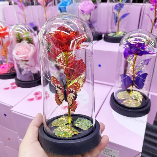Toptan Işıklı Cam Fanus Çeşitleri - 20 cm Dekoratif Model