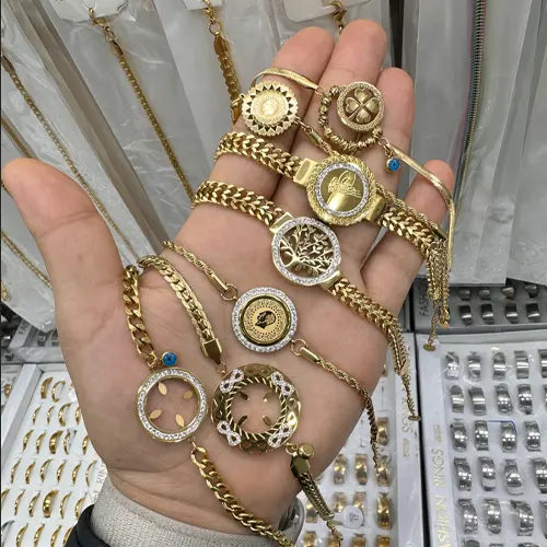 Toptan Yeni Model Çelik Bileklik Koleksiyonu - Gold Kaplama, Şık Kadın Bileklik Modelleri