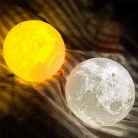3D Renk Değişen Ay Gece Lambası Şarjlı Büyük Boy