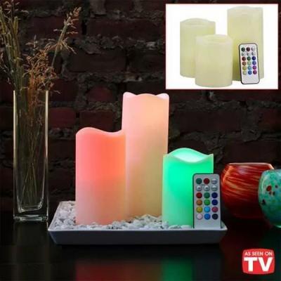 3 lü Kumandalı Led Mum Seti (3 Boy Mum ve Uzaktan Kumanda)