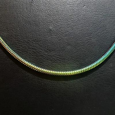 Çelik Renkli Yılan Zincir Kolye  - 1.9mm | Parlak Gökkuşağı Zincir