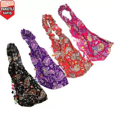 Toptan Çiçekli Boncuklu Bandana