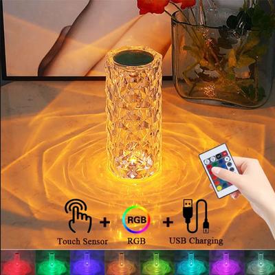Kristal Masa Lambası 16 Renk USB Şarjlı Dokunmatik