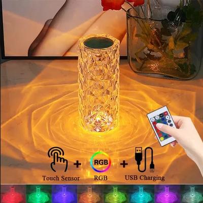 Kristal Masa Lambası 16 Renk USB Şarjlı Dokunmatik