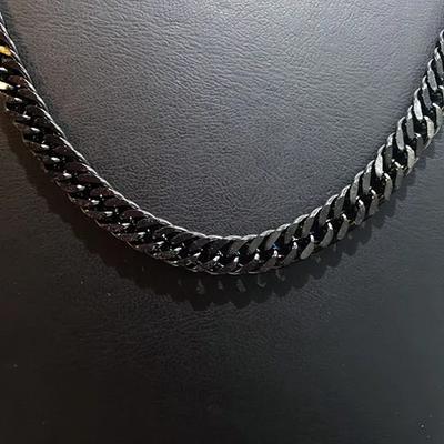 Toptan 1.2mm Siyah Yassı Çelik Zincir Kolye  Erkek Unisex Model