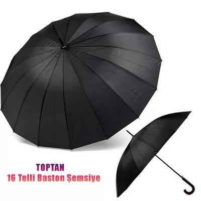 Toptan 16 Telli Baston Siyah Şemsiye