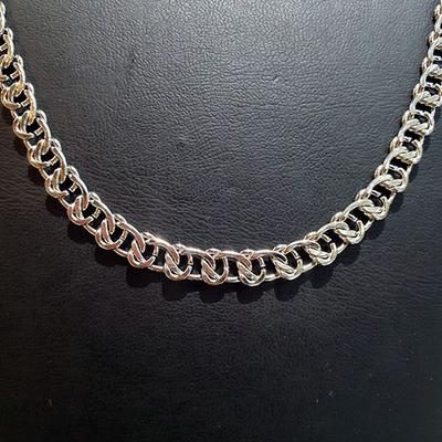 Toptan 7mm Parlak Gümüş Örgü Model Çelik Zincir Kolye  Unisex