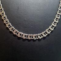 Toptan 7mm Parlak Gümüş Örgü Model Çelik Zincir Kolye  Unisex