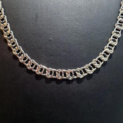 Toptan 7mm Parlak Gümüş Örgü Model Çelik Zincir Kolye  Unisex