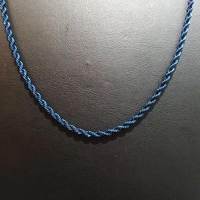Toptan Çelik İnce Burgu Mavi Kolye 0.5mm - Şık ve Dayanıklı Zincir