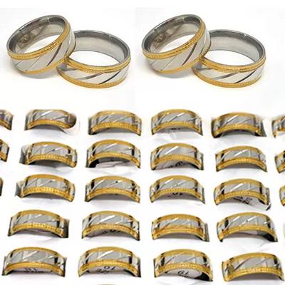 Toptan Renkli Çizgili Zigzag Çelik Yüzükler