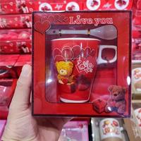 Toptan Sevgiliye Özel Seramik Kaşıklı Kupa Bardaklar