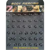Toptan Siyah Ve Gümüş Renk Yarım Ay Çelik Piercing